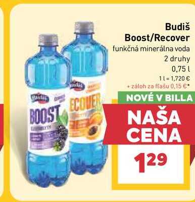 Budiš Boost/Recover funkčná minerálna voda 2 druhy 0,75 l
