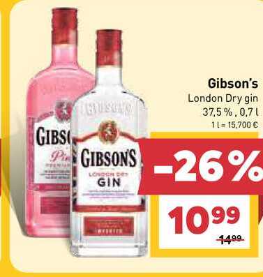 Gibson's London Dry gin 37,5%, 0,7l