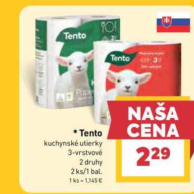 Tento kuchynské utierky 3-vrstvové 2 druhy 2ks/1 bal.