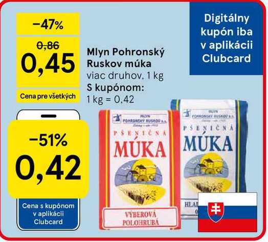 Mlyn Pohronský Ruskov múka 1 kg