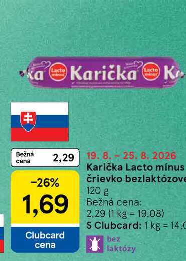 Karička Lacto mínus črievko bezlaktózove 120 g
