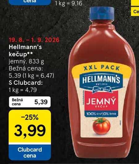 Hellmann's kečup jemný, 833 g