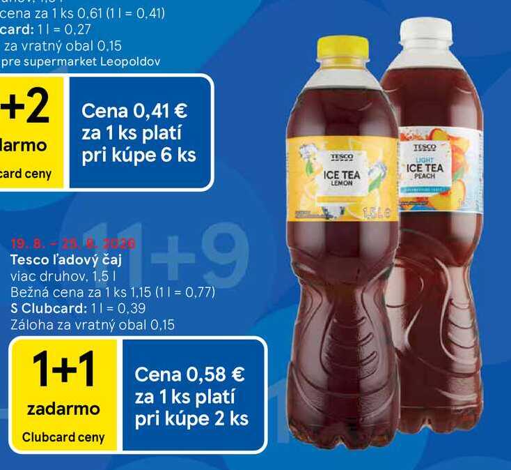 Tesco l'adový čaj viac druhov 1.5l
