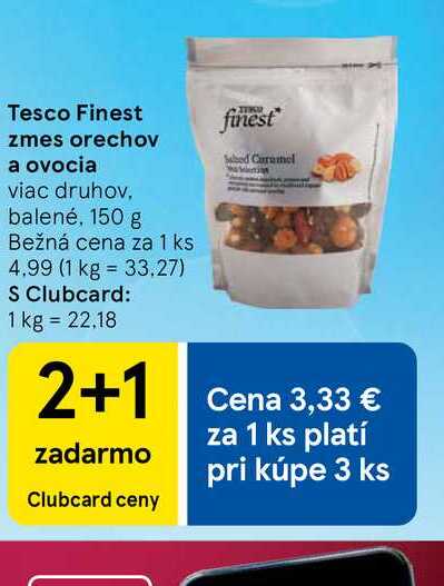 Tesco Finest zmes orechov a ovocia viac druhov, balené, 150 g