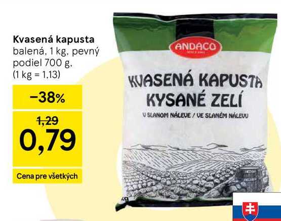 Kvasená kapusta balená, 1 kg