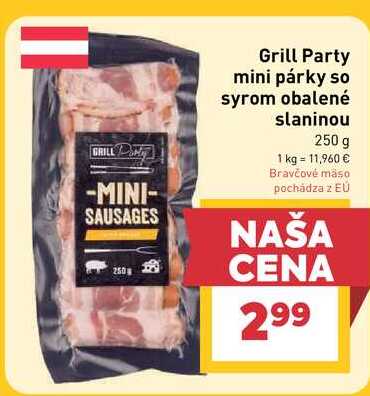 Grill Party mini párky so syrom obalené slaninou 250 g