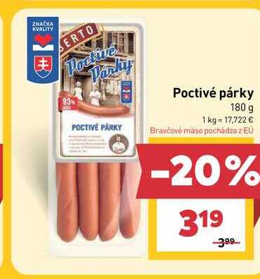 Poctivé párky 180 g