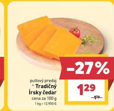 Tradičný Írsky čedar cena za 100 g