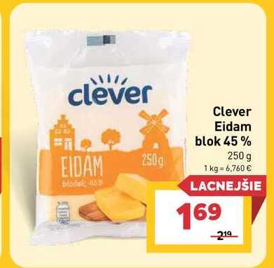 Clever Eidam blok 45% 250 g