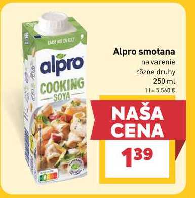 Alpro smotana na varenie rôzne druhy 250 ml