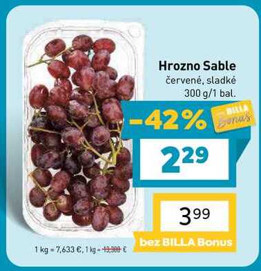 Hrozno Sable červené, sladké 300 g/1 bal.