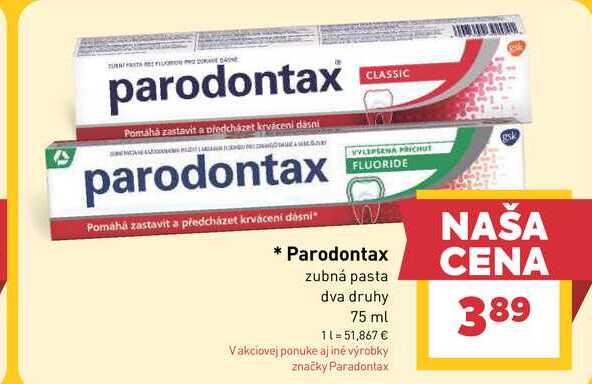 Parodontax zubná pasta dva druhy 75 ml