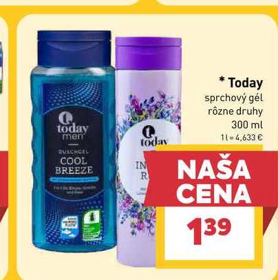 Today sprchový gél rôzne druhy 300 ml