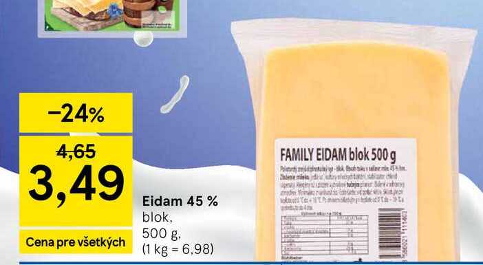 Eidam 45 % blok, 500 g