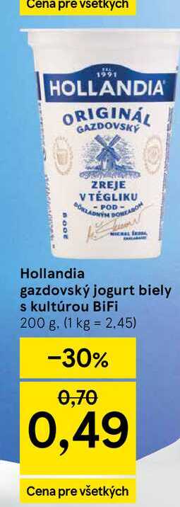 Hollandia gazdovský jogurt biely s kultúrou BiFi 200 g