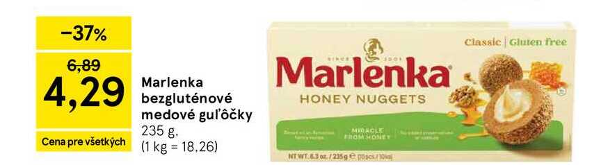 Marlenka bezgluténové medové guľôčky 235 g