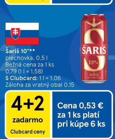 Šariš 10° plechovka, 0,5L