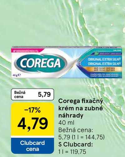 Corega fixačný krém na zubné náhrady 40 ml