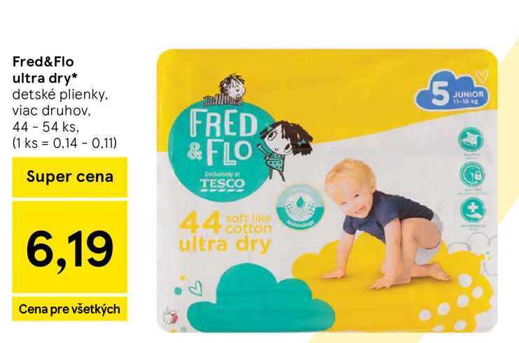 Fred&Flo ultra dry detské plienky viac druhov, 44 - 54 ks