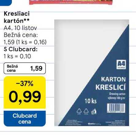 Kresliaci kartón A4, 10 listov