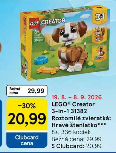 LEGO® Creator 3-in-1 31382 20,99 Roztomilé zvieratká: Hravé šteniatko 8+, 336 kociek