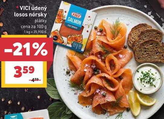 VICI údený losos nórsky plátky cena za 100 g