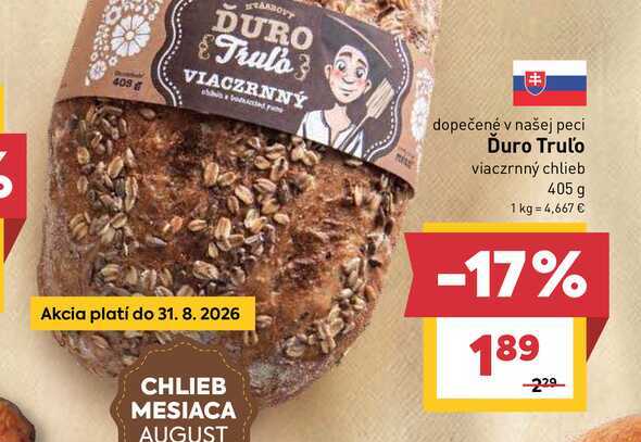Ďuro Trulo viaczrnný chlieb 405 g