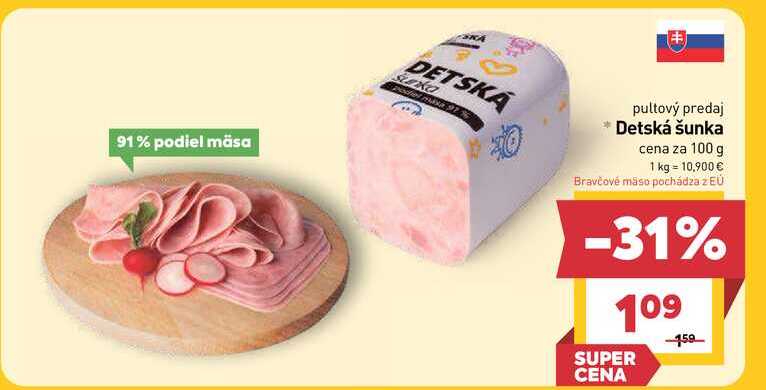 Detská šunka cena za 100 g
