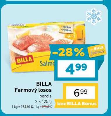 BILLA Farmový losos porcie 2 x 125 g