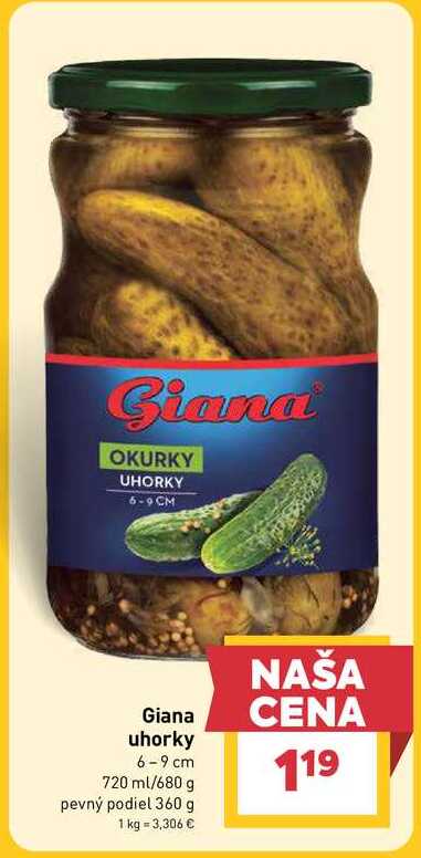Giana uhorky 6-9 cm 720 ml/680 g 