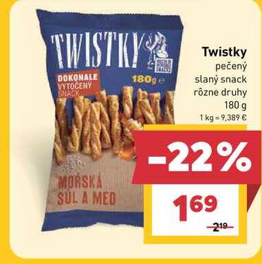 Twistky pečený slaný snack rôzne druhy 180 g