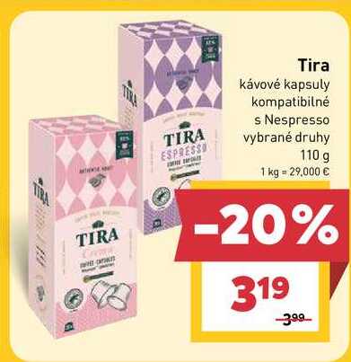 Tira kávové kapsuly kompatibilné s Nespresso vybrané druhy 110 g