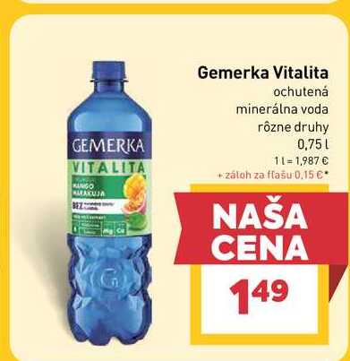 Gemerka Vitalita ochutená minerálna voda rôzne druhy 0,75l