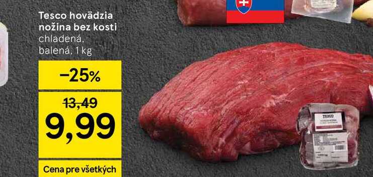 Tesco hovädzia nožina bez kosti chladená, balená, 1 kg