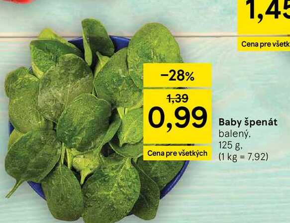 Baby špenát balený 125 g
