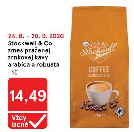 Stockwell & Co. zmes praženej zrnkovej kávy arabica a robusta 1 kg