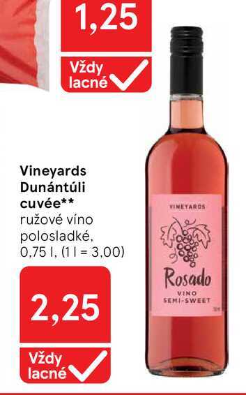 Vineyards Dunántúli cuvée ružové víno polosladké, 0,75l