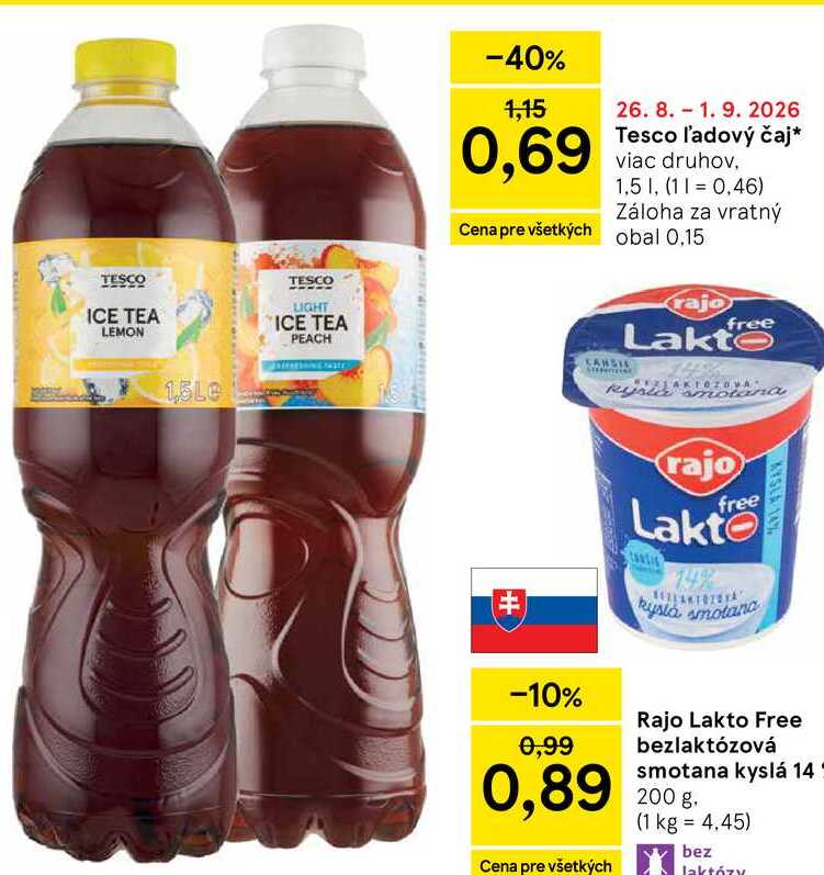 Tesco ľadový čaj viac druhov, 1,5l