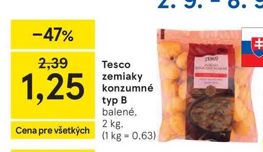 Tesco zemiaky konzumné typ B balené, 2 kg