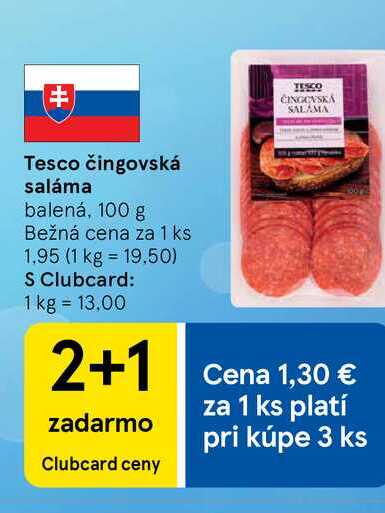 Tesco čingovská saláma balená, 100 g 