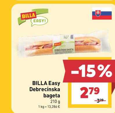 BILLA Easy Debrecínska bageta 210 g