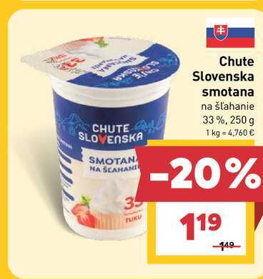 Chute Slovenska smotana na šľahanie 33%, 250 g