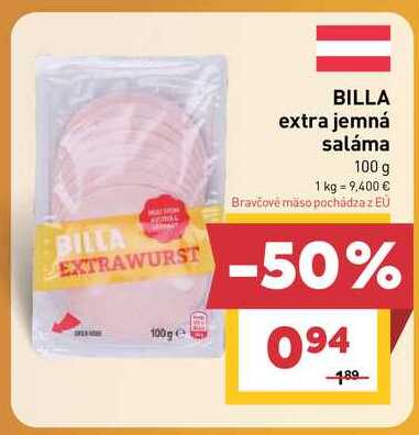 BILLA extra jemná saláma 100 g