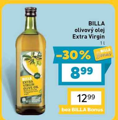 BILLA olivový olej Extra Virgin 1L