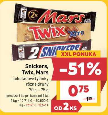 Snickers, 70 g -75 g