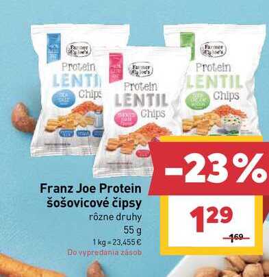 Franz Joe Protein šošovicové čipsy rôzne druhy 55 g 