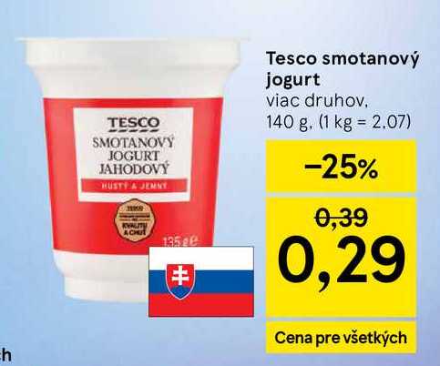 Tesco smotanový jogurt viac druhov, 140 g