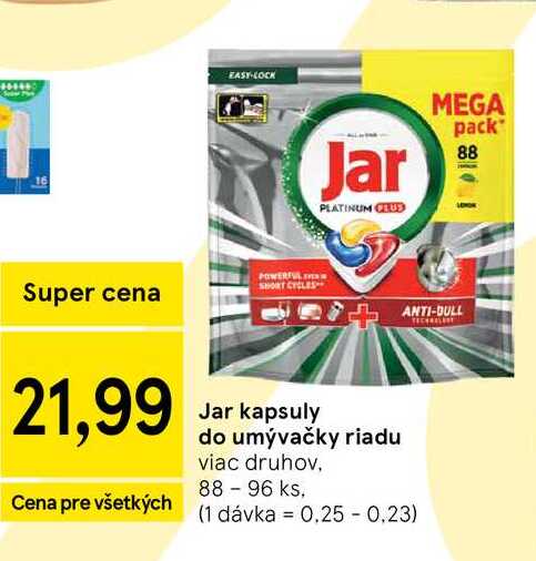 Jar kapsuly do umývačky riadu viac druhov, 88 - 96 ks 