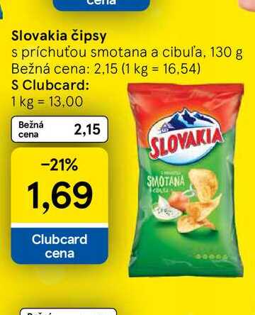 Slovakia čipsy s príchuťou smotana a cibuľa, 130 g