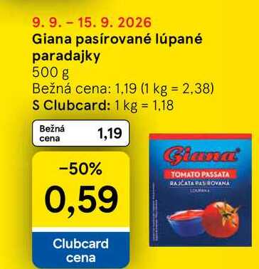 Giana pasírované lúpané paradajky 500 g
